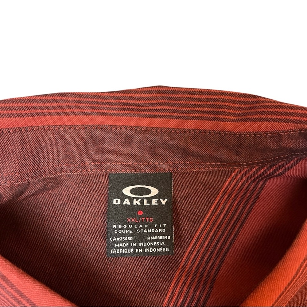 Oakley Red Color Block Short Sleeve Button Down S… - image 3